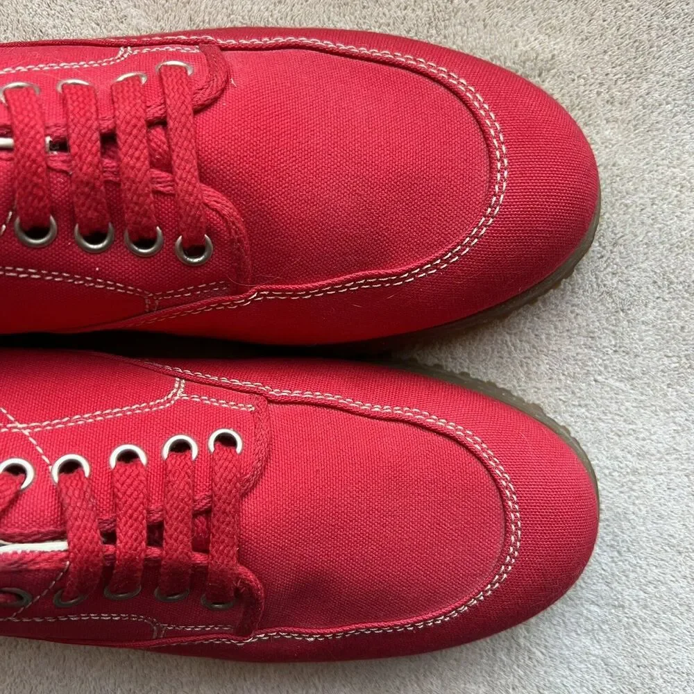 Hogan by Tod’s Bright Red Canvas Lace Up Sneaker Casual Shoes Men’s UK 9.5 US 11